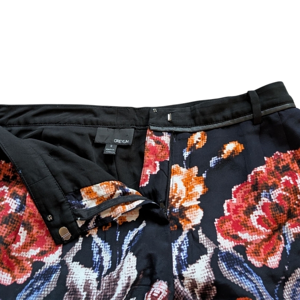 Greylin Paloma 100 Silk Floral Pants Women Small Black Anthropologie - Picture 8 of 12